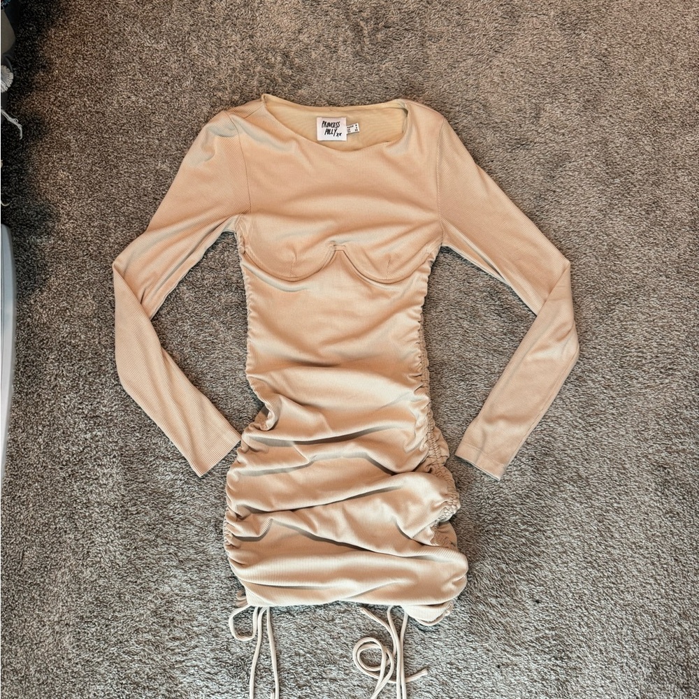 Princess Polly Long Sleeve Cream Underwire Mini Dress